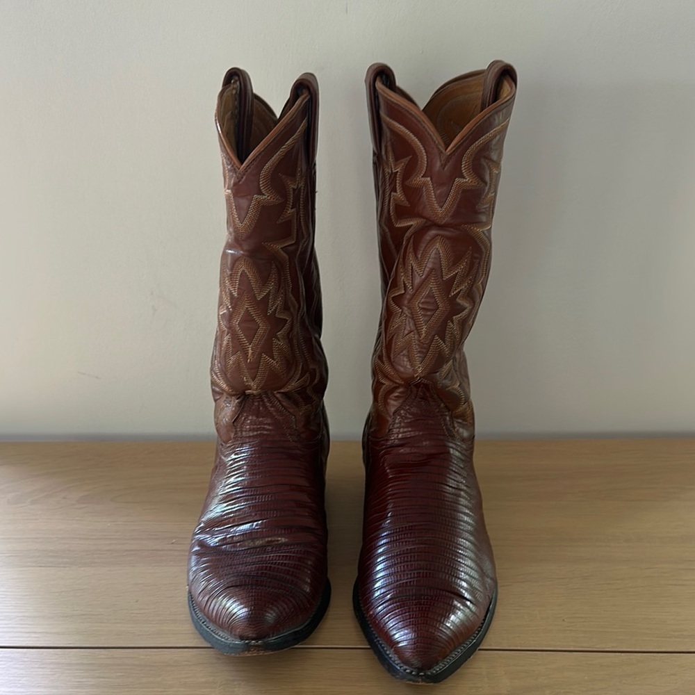 TONY LAMA USA Lizard Skin Leather Western Cowboy Rodeo Boots Mens Sz 8.5 D